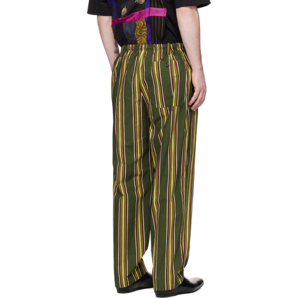  드리스 반 노튼 Dries Van Noten Khaki Striped Trousers 231358M191102