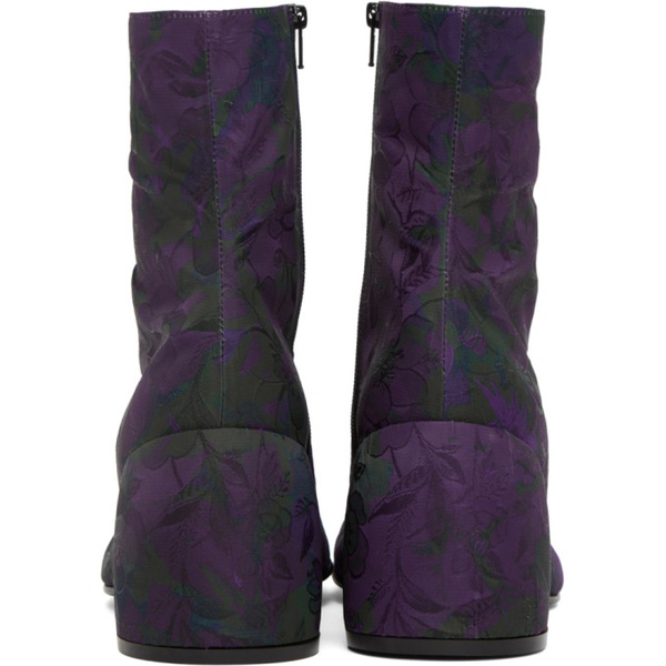  드리스 반 노튼 Dries Van Noten Purple Floral Zip Boots 231358F113007