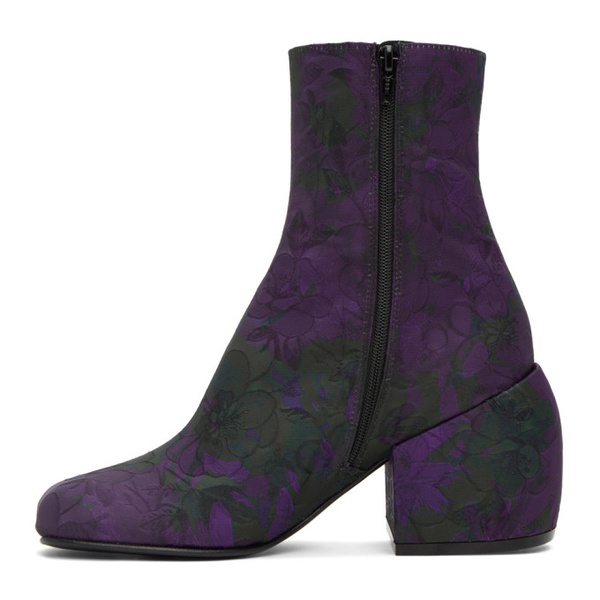  드리스 반 노튼 Dries Van Noten Purple Floral Zip Boots 231358F113007