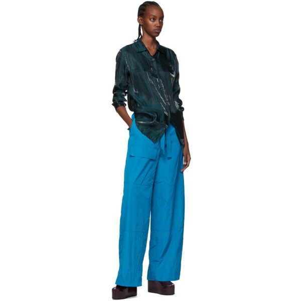  드리스 반 노튼 Dries Van Noten Blue Polyester Trousers 221358F087034