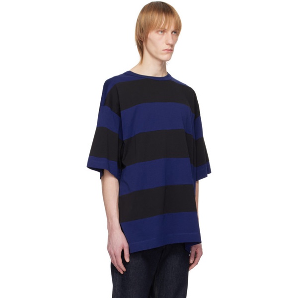  드리스 반 노튼 Dries Van Noten Black & Blue Striped T-Shirt 231358M213034