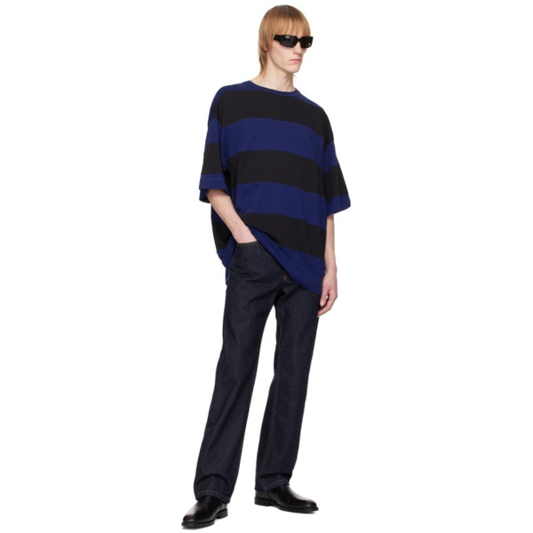  드리스 반 노튼 Dries Van Noten Black & Blue Striped T-Shirt 231358M213034