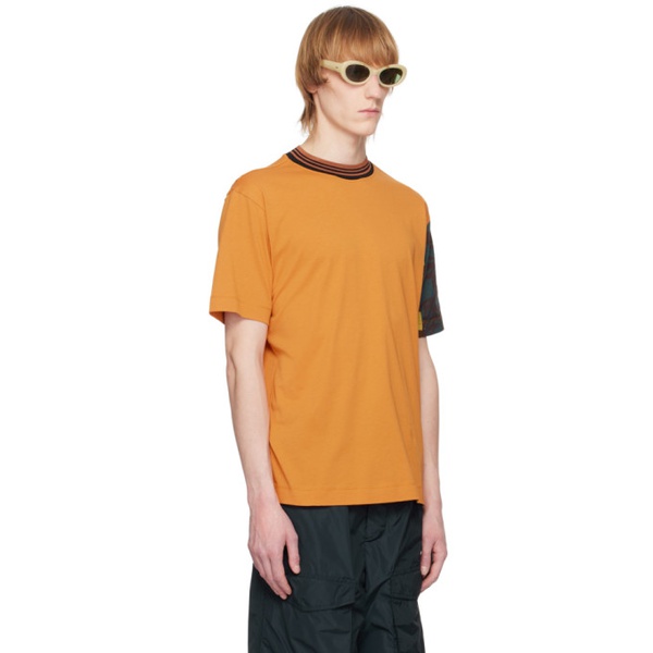  드리스 반 노튼 Dries Van Noten Orange Patchwork Sleeve T-Shirt 231358M213037