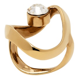 드리스 반 노튼 Dries Van Noten Gold Waved Jewel Ring 241358F024001