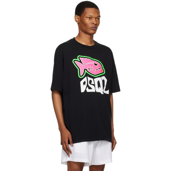  디스퀘어드2 Dsquared2 Black Fish Skater T-Shirt 231148M213060