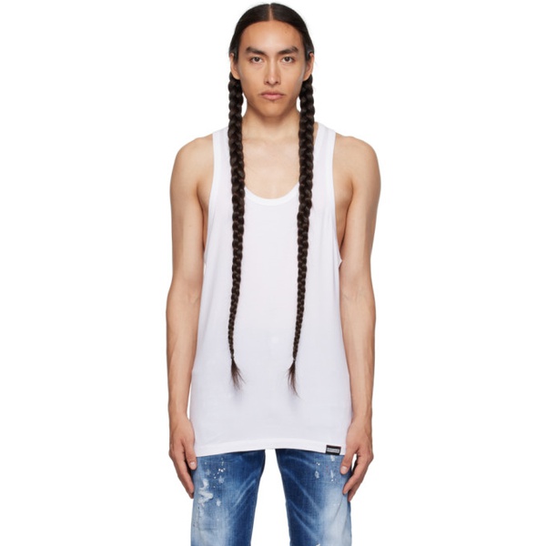  디스퀘어드2 Dsquared2 White Scoop Neck Tank Top 232148M214000