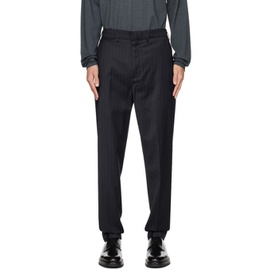 던힐 Dunhill Navy Striped Trousers 232443M191003