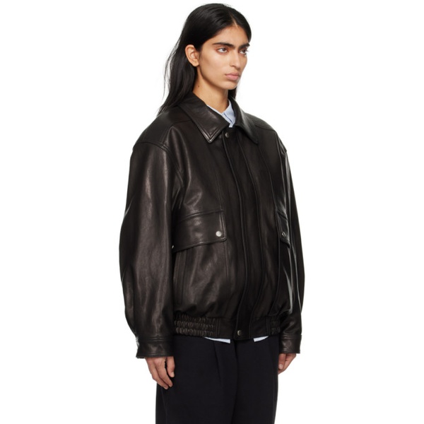  Dunst Black Oversized Leather Jacket 241965F064003