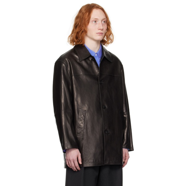  Dunst Black Half Leather Jacket 241965M181001