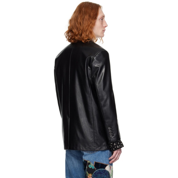  Dunst Black 2 Button Faux-Leather Blazer 241965M195000