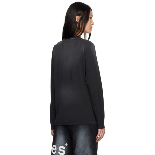  EEtudes SSENSE Exclusive Black Embroidered Long Sleeve T-Shirt 222647F110000