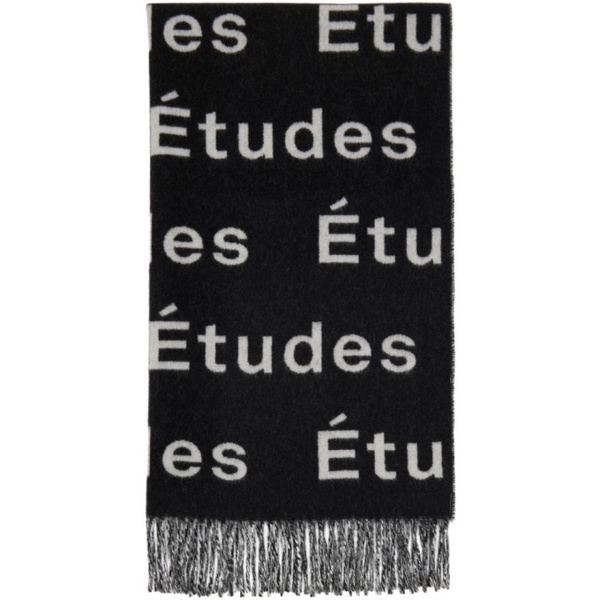  EEtudes Black & Gray Magnolia Allover Scarf 232647M150001