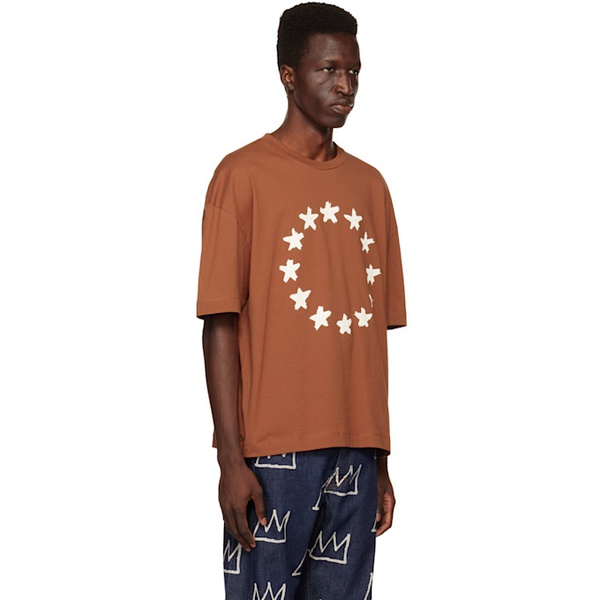  EEtudes Brown Spirit Painted Stars T-Shirt 231647M213047