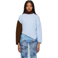 엘리스 ELLISS Blue & Brown Asymmetric Sweater 231752F099003