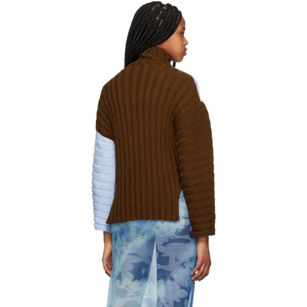  엘리스 ELLISS Blue & Brown Asymmetric Sweater 231752F099003