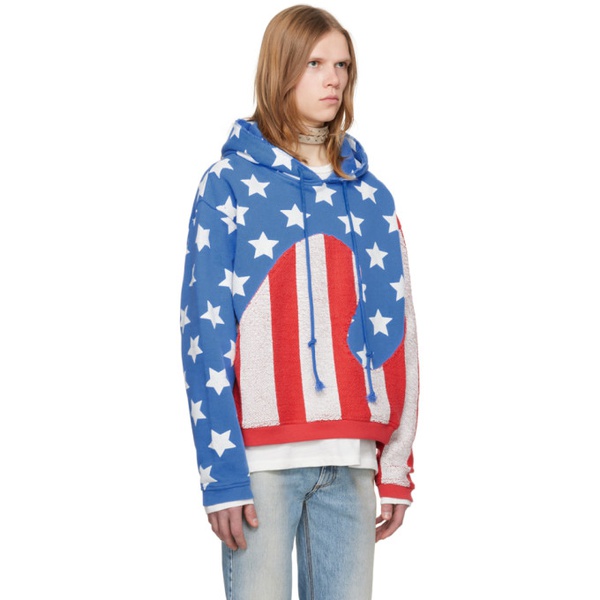  ERL Blue & Red Graphic Hoodie 232260M202034