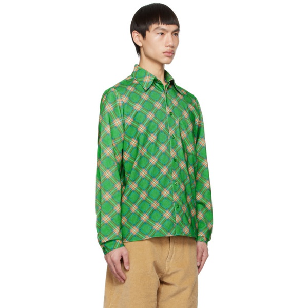  ERL Green Plaid Shirt 231260M192055