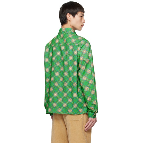 ERL Green Plaid Shirt 231260M192055