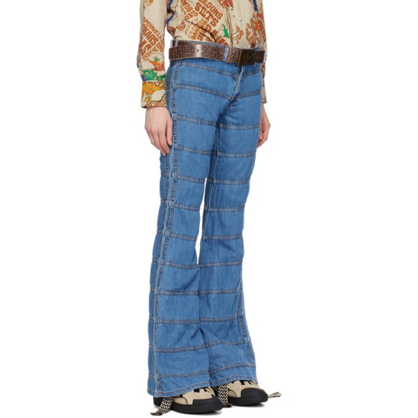  ERL Blue Ruched Jeans 232260F069003