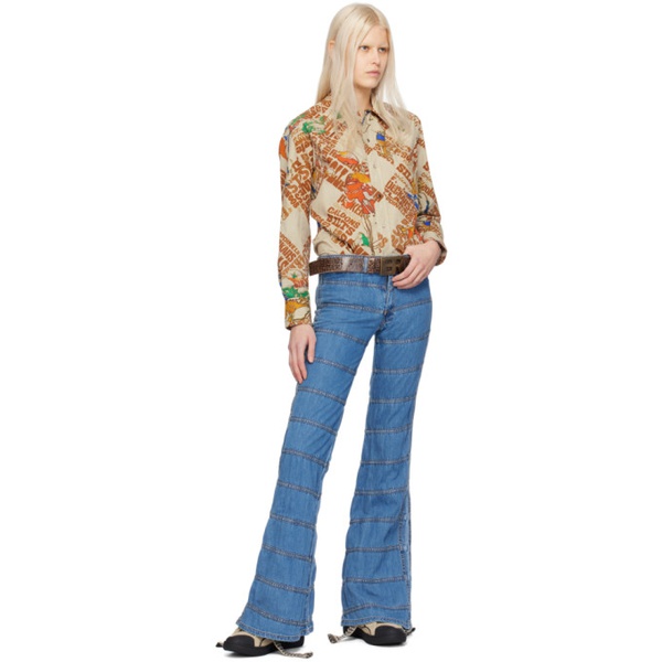  ERL Blue Ruched Jeans 232260F069003