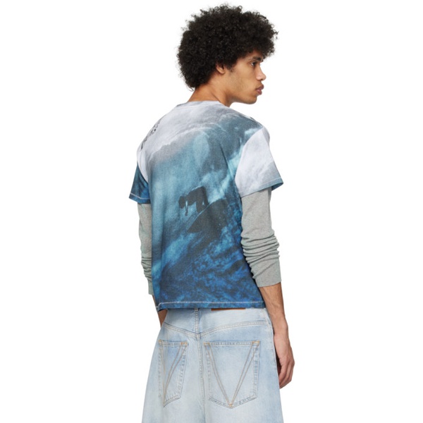  ERL Blue & Gray Beach Boys T-Shirt 241260M213022