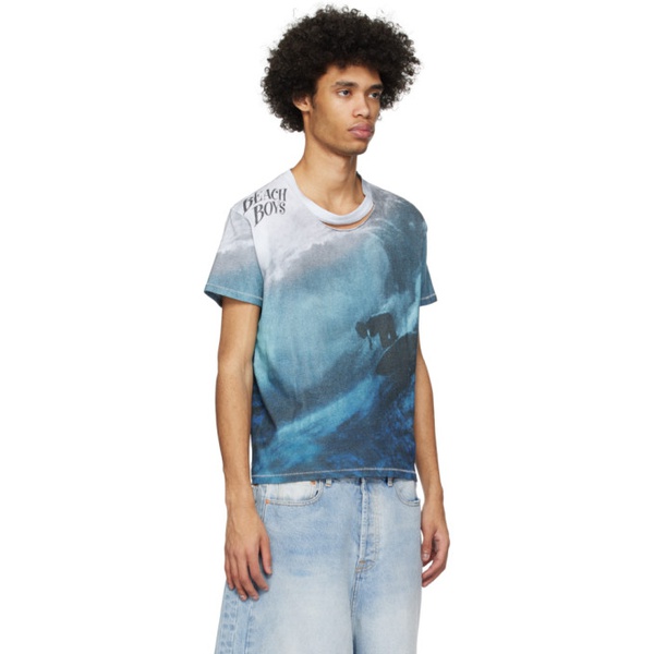  ERL Blue & Gray Beach Boys T-Shirt 241260M213022