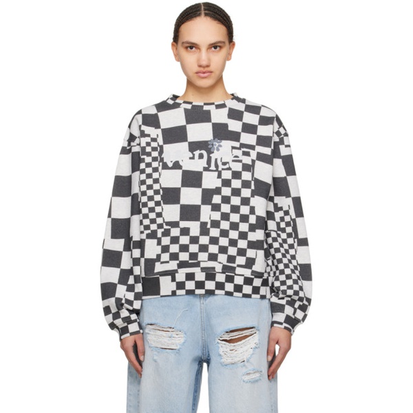  ERL Gray & Black Check Sweatshirt 241260F096000