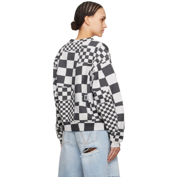  ERL Gray & Black Check Sweatshirt 241260F096000