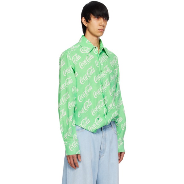  ERL Green Printed Shirt 241260M192031