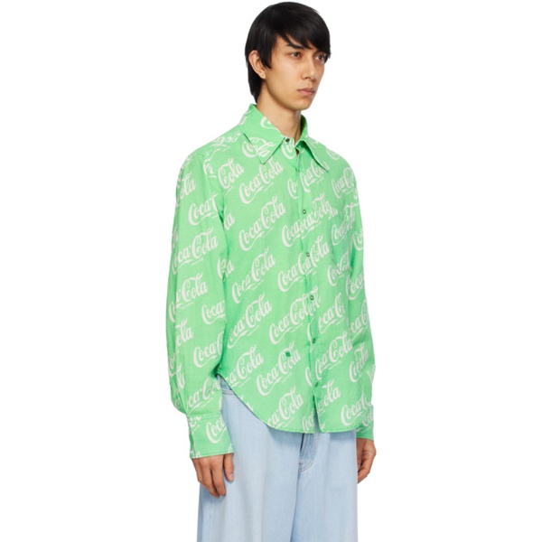  ERL Green Printed Shirt 241260M192031