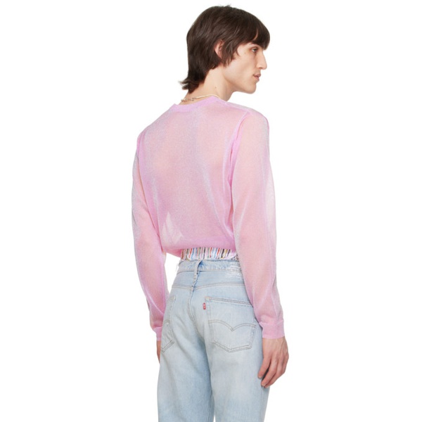  ERL Pink V-Neck Long Sleeve T-Shirt 241260M206001