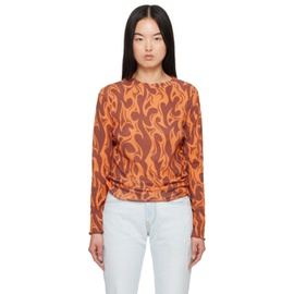 ERL Orange Flame Long Sleeve T-Shirt 241260F110009