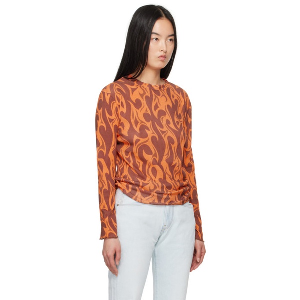  ERL Orange Flame Long Sleeve T-Shirt 241260F110009