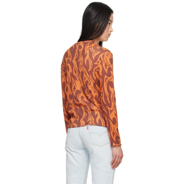  ERL Orange Flame Long Sleeve T-Shirt 241260F110009