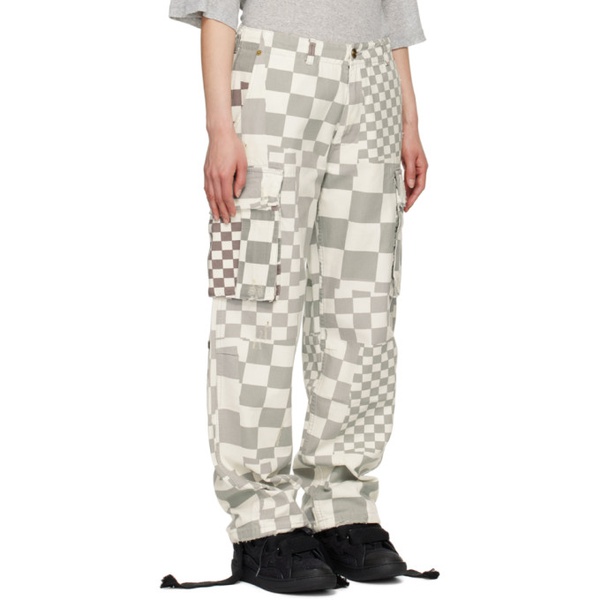  ERL Gray Check Cargo Pants 241260F087002