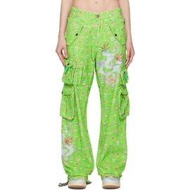 ERL Green Glittered Trousers 232260F087004