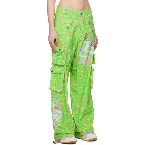  ERL Green Glittered Trousers 232260F087004