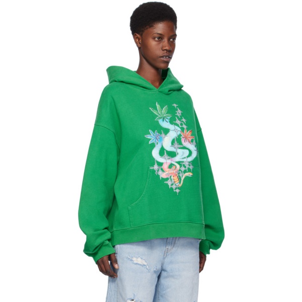  ERL Green Graphic Hoodie 232260F097004