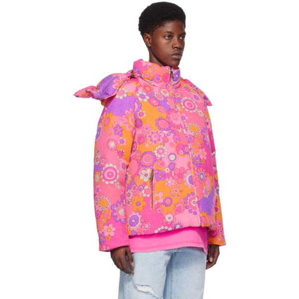  ERL Pink Floral Down Jacket 232260F061000