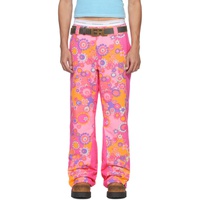 ERL Pink Floral Down Trousers 232260M191019