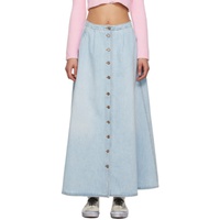 ERL Blue Button Denim Maxi Skirt 231260F093001