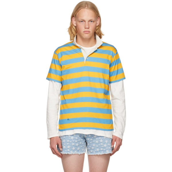  ERL Yellow & Blue Striped Polo 222260M212021