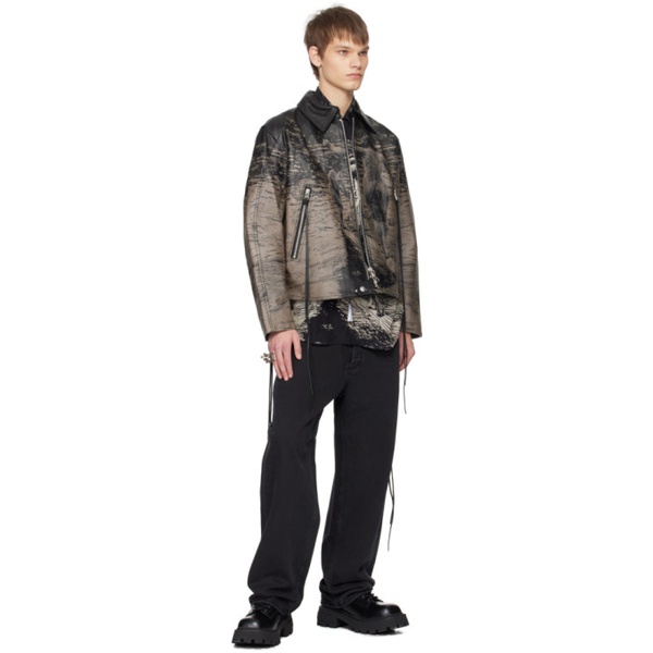  이티스 EYTYS Black & Brown Dixon Leather Jacket 232640M181000