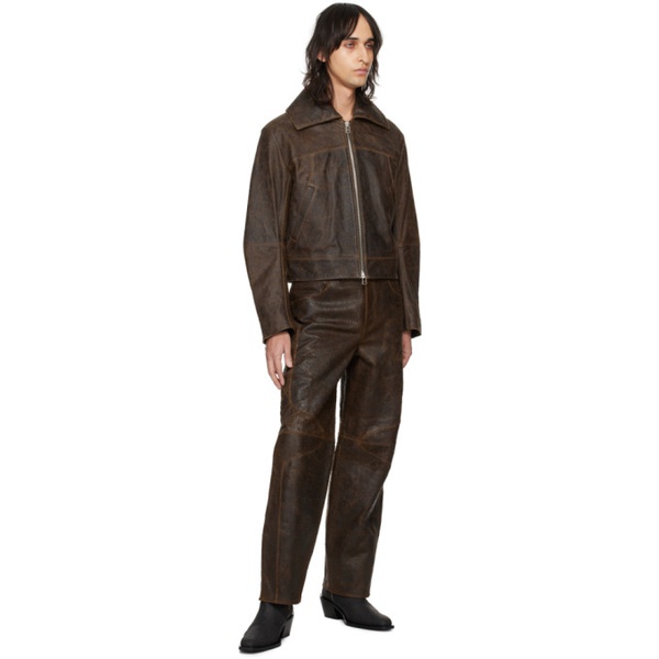  에크하우스 라타 Eckhaus Latta Brown Hide Leather Pants 241830M189001