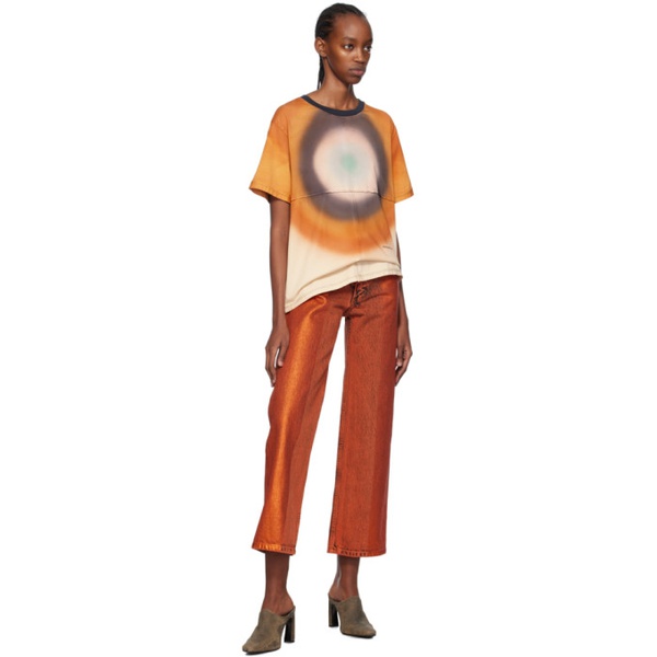  에크하우스 라타 Eckhaus Latta Orange Lapped T-Shirt 241830F110003
