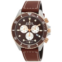 Edox MEN'S Skydiver Chronograph Leather Brown Dial Watch 10238 357RBRC BRIA
