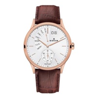 Edox MEN'S Leather White Dial Watch 34500 37R AIR
