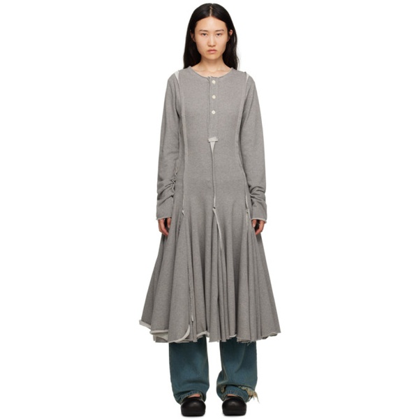  Edward Cuming Gray Gathered Maxi Dress 232470F055000