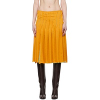 Edward Cuming Orange & Green Pleat Around Midi Skirt 241470F090001