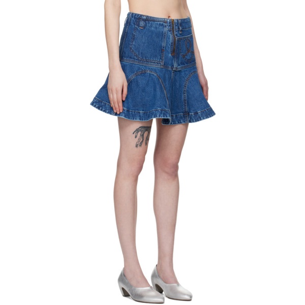  Edward Cuming Blue Godet Denim Miniskirt 241470F090005